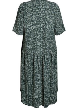 Zizzi Midikjole i A-linje med korte ermer, Grønn, Packshot image number 1