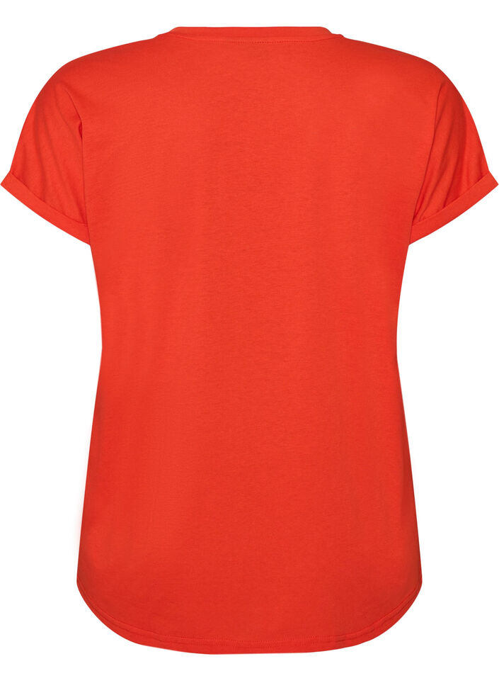 Kortermet T-skjorte i bomullsblanding, Orange, Packshot image number 1