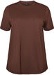 Basic T-skjorte i bomull med rund hals, Brun, Packshot image number 0