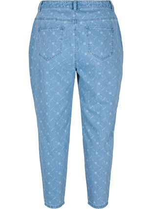 Mille mom fit jeans med mønster, Light blue denim, Packshot image number 1
