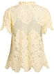 Bluse med blonder, volangkrage og korte ermer, Gul, Packshot image number 1