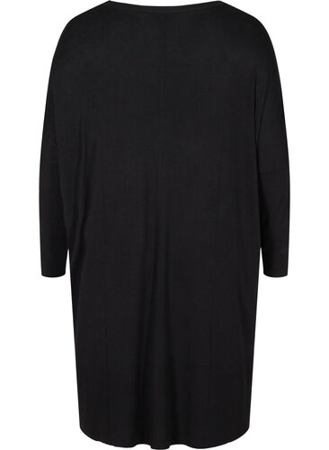 Oversized strikkekjole i en viskosemiks, Black, Packshot image number 1