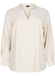 FLASH - Skjortebluse med lange ermer, Pumice Stone