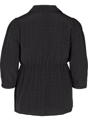 Skjorte med 3/4-puffermer og krage, Black, Packshot image number 1