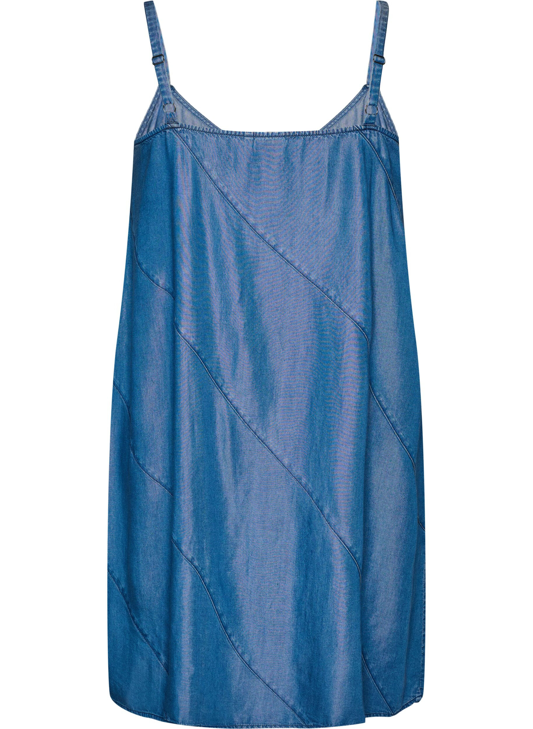 ZizziKjole med plagg i denim i TENCEL&trade; Lyocell med stropper, Bl&aring;, Packshot image number 1