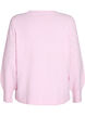 Strikket topp med hullmønster og ballongermer, Rosa, Packshot image number 1
