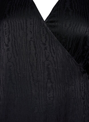 Langermet kjole i viskose med ton-i-ton-mønster, Black, Packshot image number 2