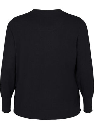Zizzi FLASH – strikket bluse med rund hals, Svart, Packshot image number 1