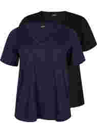 FLASH - T-skjorter med V-hals, 2 stk., Navy Blazer/Black