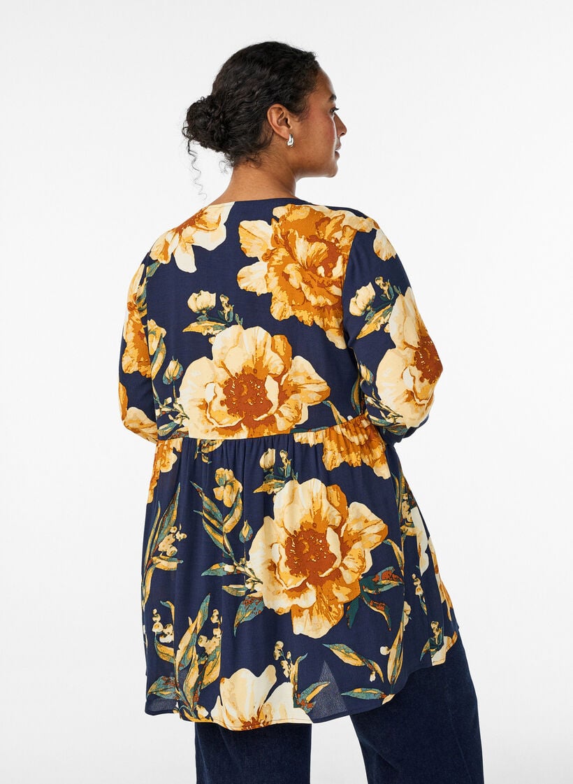 Langermet tunika med skj&aelig;ring, Bl&aring;, Model image number 2