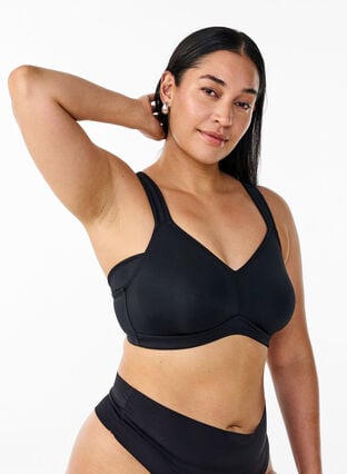 Zizzi Komfort-BH med polstrede stropper, Black, Model image number 0