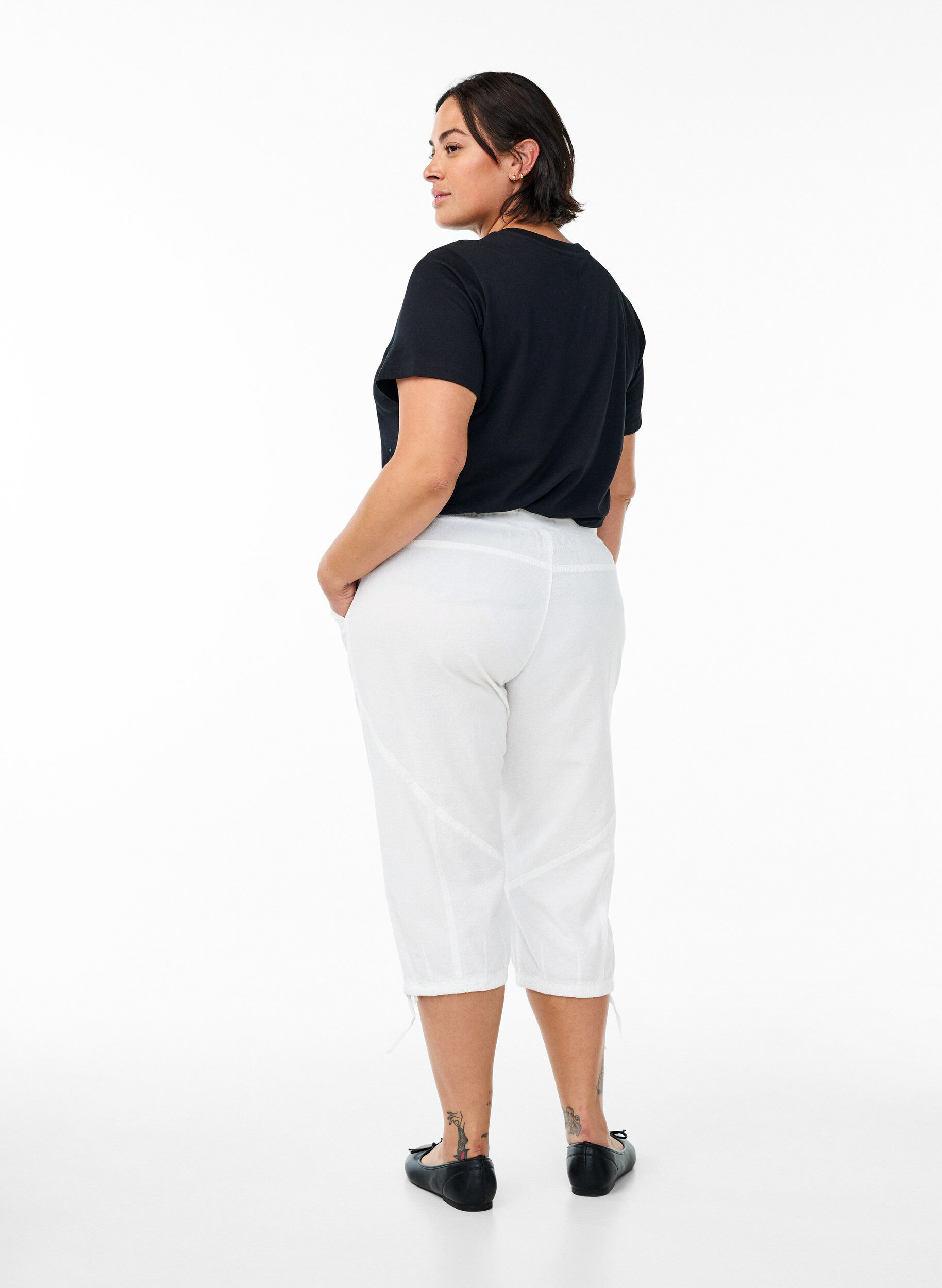 ZizziCapribukser i bomull, Hvit, Model image number 1