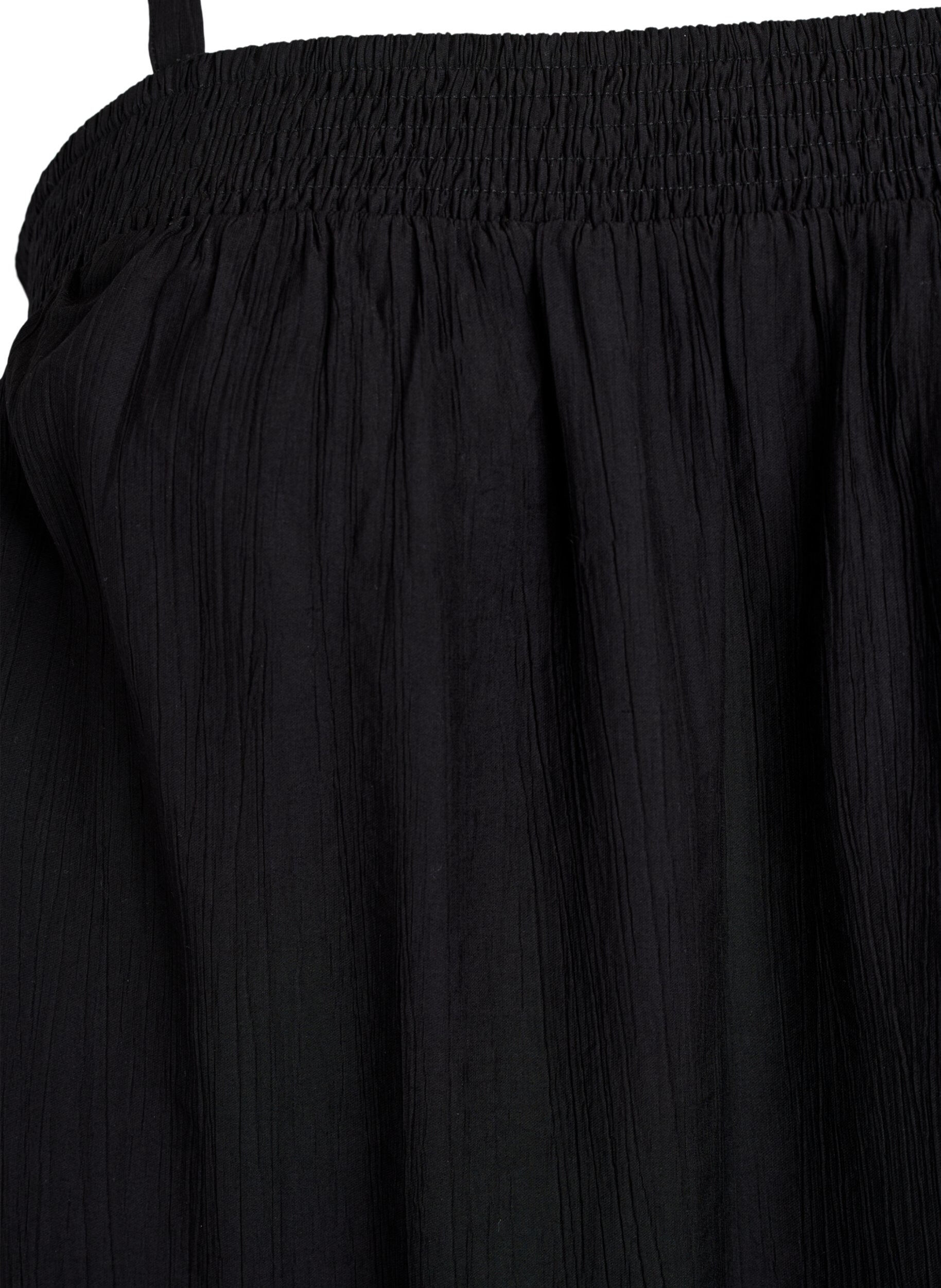 Zizzi Kort kjole i viskose med spaghettistropper, Svart, Packshot image number 2