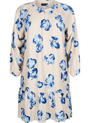 Zizzi Knelang kjole med lange ermer og A-linje snitt, Vanilje, Packshot image number 0