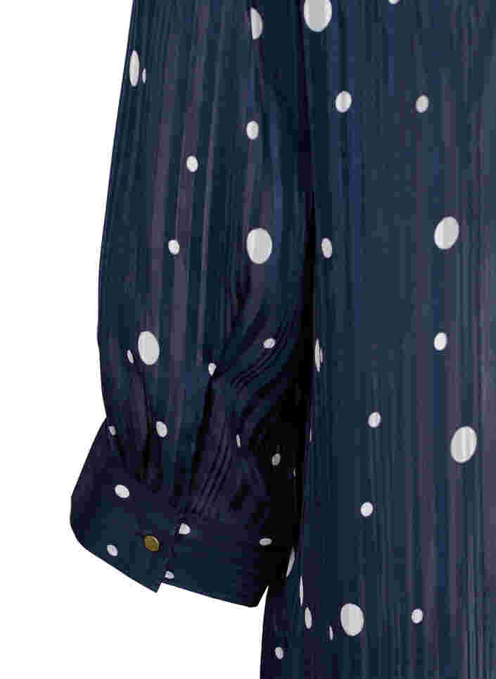 Mønstrete skjortebluse med 3/4 ermer, Navy Blazer Dot, Packshot image number 3