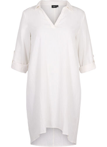 Kjole med V-hals og krage, White, Packshot image number 0
