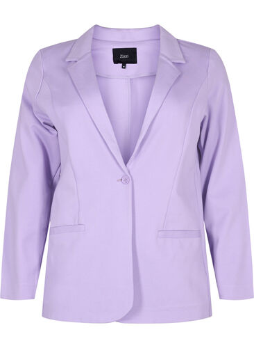 Enkel blazer med knapp og pyntelommer, Purple Rose, Packshot image number 0