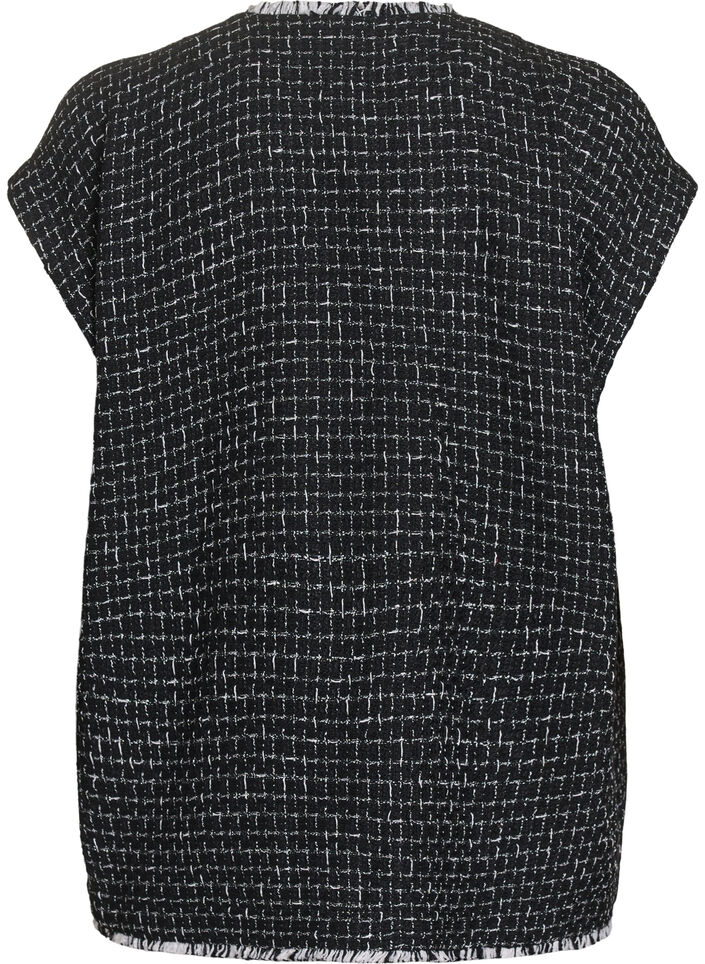 Rutete vest med dekorative knapper, Svart, Packshot image number 1
