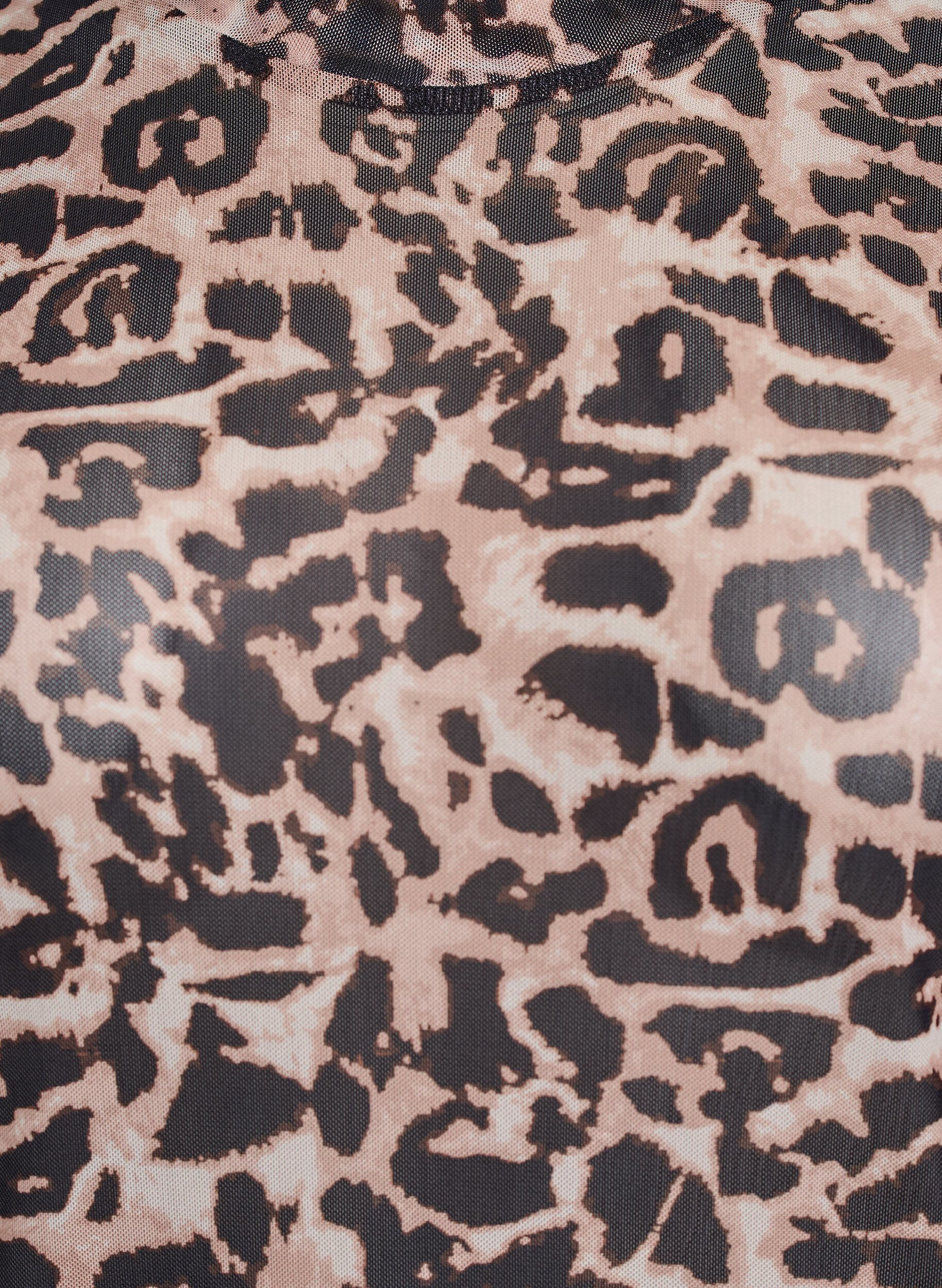 Zizzi Bluse i mesh med korte ermer, Brun, Packshot image number 2