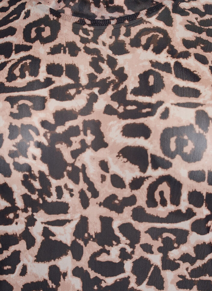 Bluse i mesh med korte ermer, Brun, Packshot image number 2