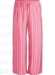 Stripete bukser med h&oslash;y midje og vide ben, Rosa