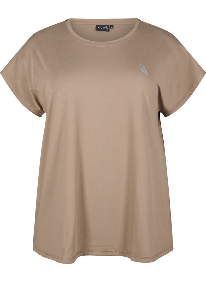 Ensfarget trenings-T-skjorte, Beige, Packshot image number 0