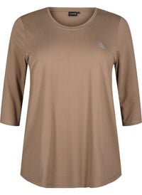 Treningsbluse med 3/4-ermer, Beige Treningsbluse med 3/4-ermer