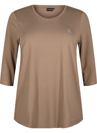Zizzi Treningsbluse med 3/4-ermer, Beige, Packshot image number 0