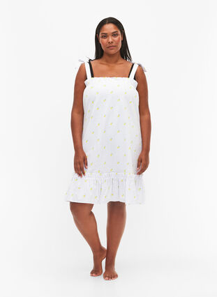 Strandkjole i bomull med stropper, Lemon Print, Model image number 2