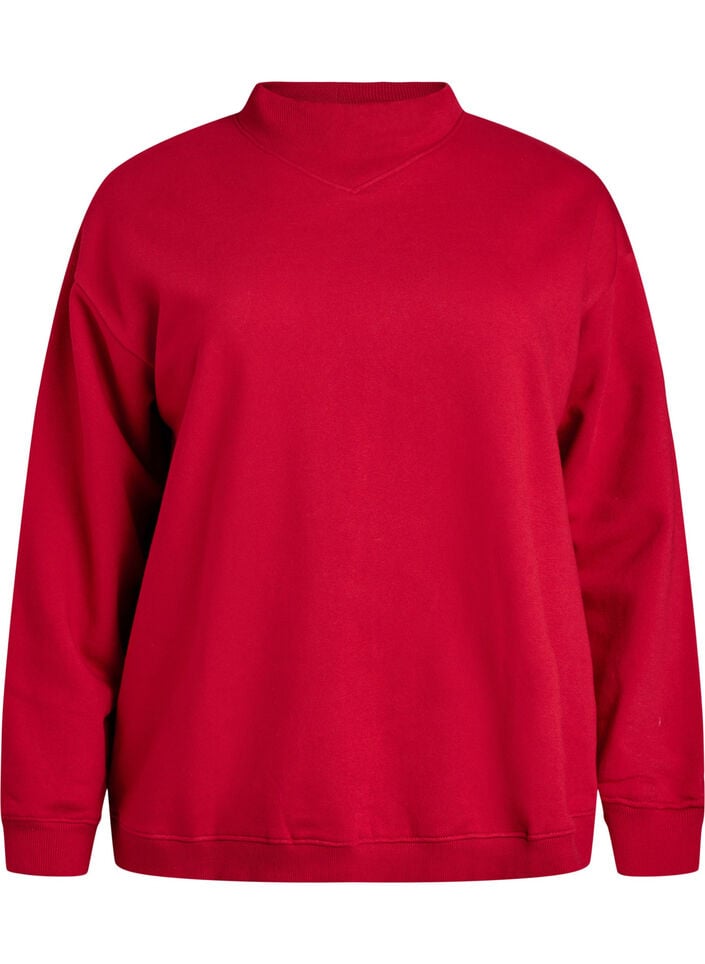 Sweatshirt med h&oslash;y hals og lange ermer, R&oslash;d, Packshot image number 0