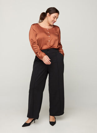 Klassiske ensfargede bukser, Black, Model image number 2