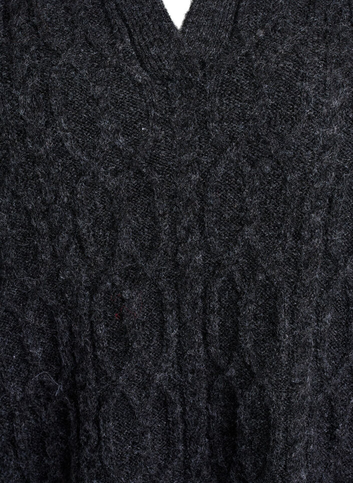 Kabelstrikket genser med polokrage, Grå, Packshot image number 2