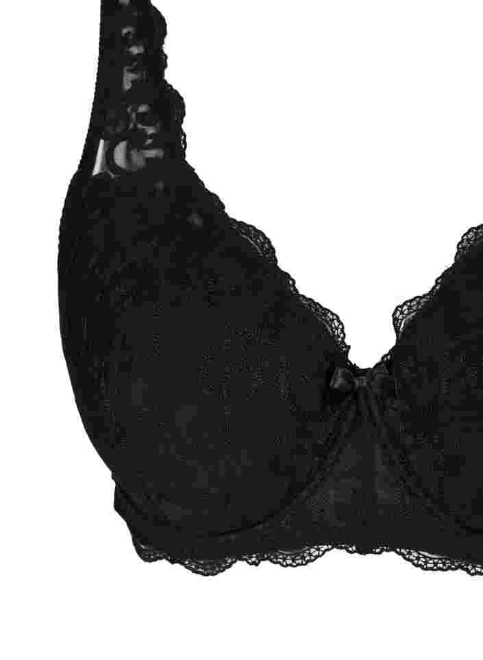 Vattert BH med bøyle og blonder, Black, Packshot image number 2
