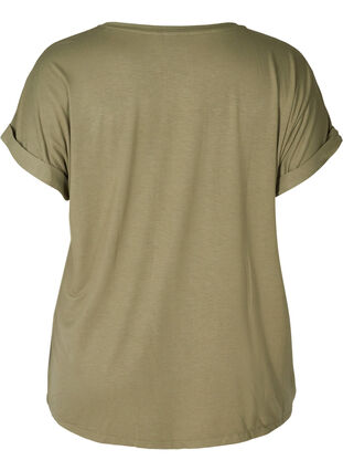 T-skjorte i viskosemiks med rund hals, Deep Lichen Green, Packshot image number 1