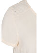Bluse i bomull med broderi og korte ermer, Buttercream, Packshot image number 3