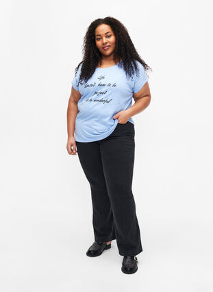 Zizzi T-skjorte med trykk i økologisk bomull, Serenityw.Navy Print, Model image number 2