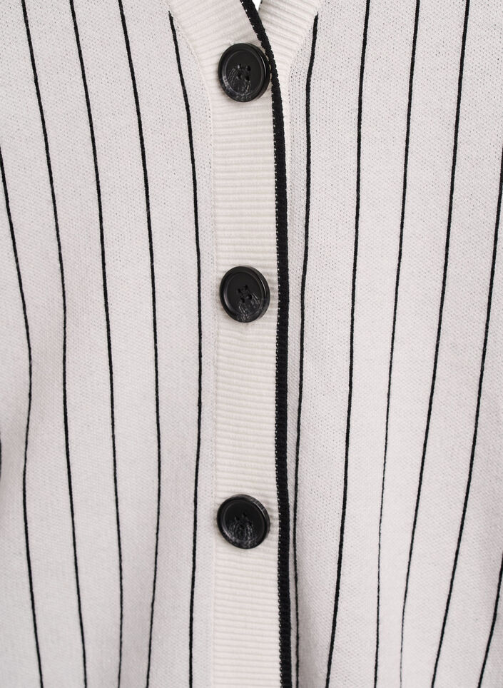 Strikket cardigan med striper og motiv på ryggen, Hvit, Packshot image number 2