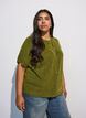Strikket cardigan med korte ermer, Gr&oslash;nn, Model image number 0