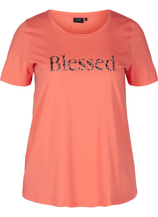 T-skjorte med print, Living Coral BLESSED, Packshot image number 0