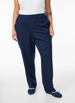 Zizzi Loose fit bukser med høy midje, Blå, Model image number 2