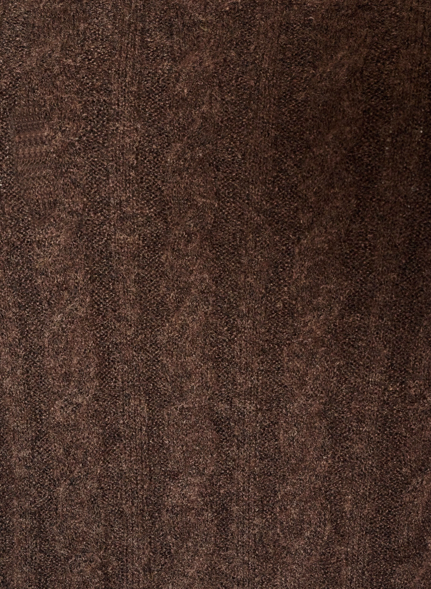 ZizziStrikket bluse med flettestrikk og V-hals, Brun, Packshot image number 2