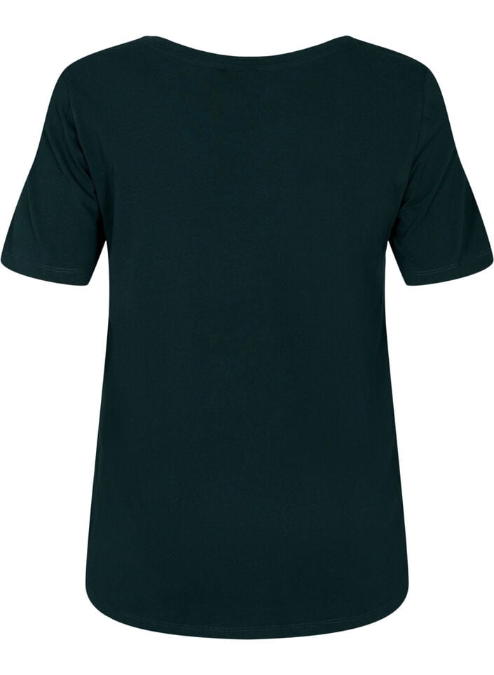 Ensfarvet basis T-skjorte i bomull, Gr&oslash;nn, Packshot image number 1