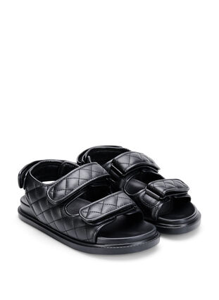 Wide fit skinnsandal , Black, Packshot image number 1