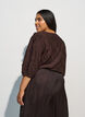 Bluse med tekstur og 3/4 ermer, Brun, Model image number 2