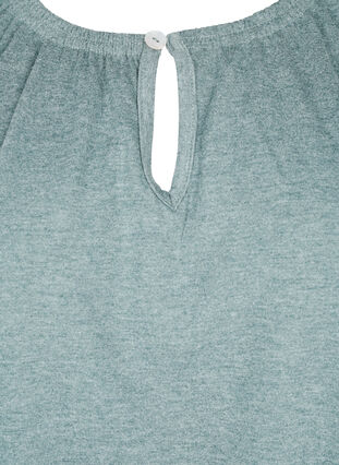 Melange Bluse med korte ermer, Chinois Green Mel., Packshot image number 2