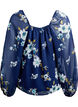 Chiffonbluse med blomstertrykk og lange ermer, Bl&aring;, Packshot image number 1