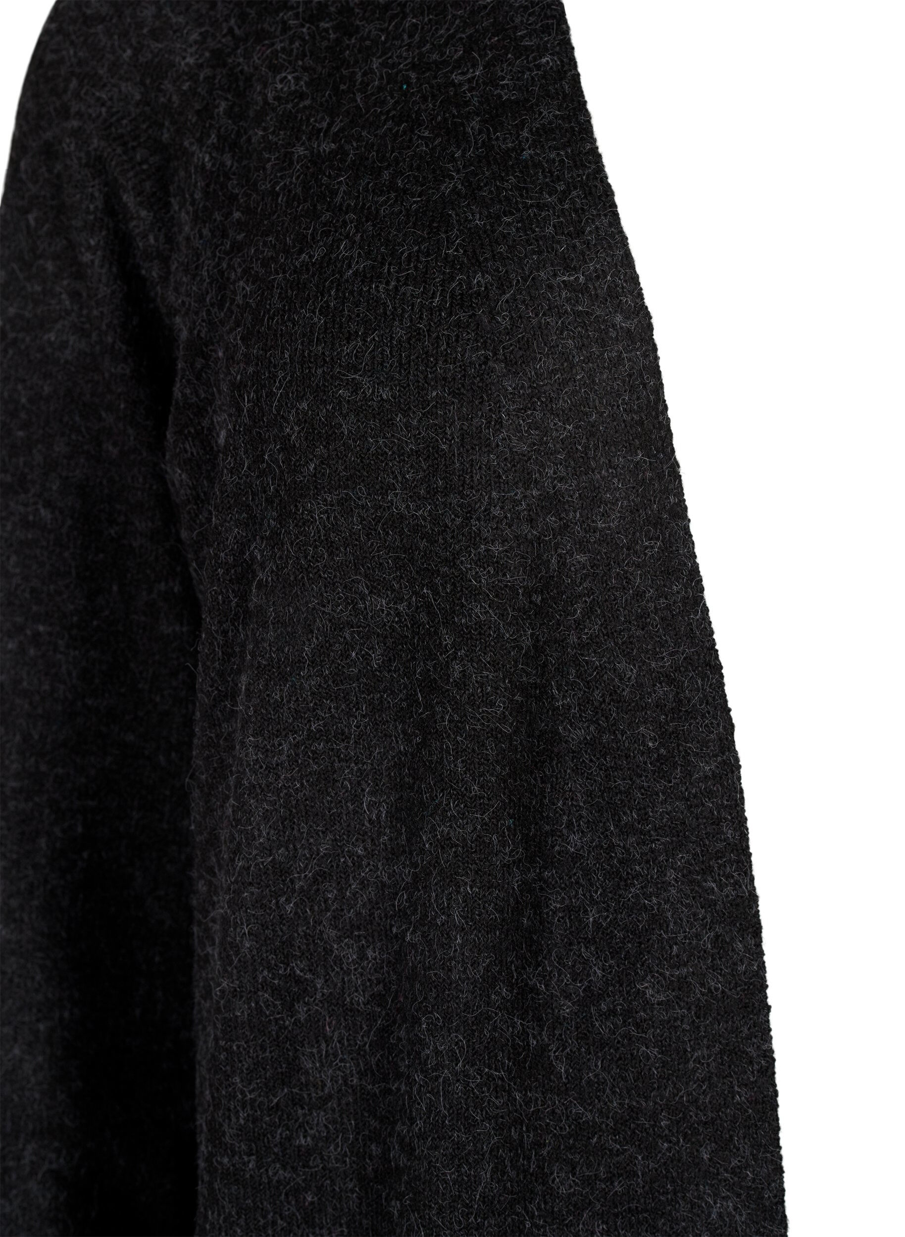 Zizzi Lang cardigan med &aring;pen front, Dark Grey Melange, Packshot image number 2