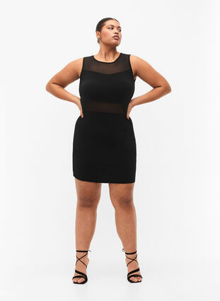 Ermeløs kjole med slim fit, Black, Model image number 3