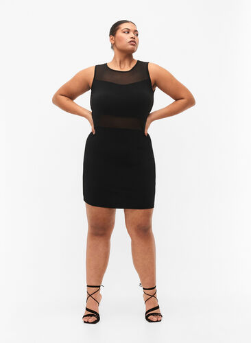 Ermeløs kjole med slim fit, Black, Model image number 3