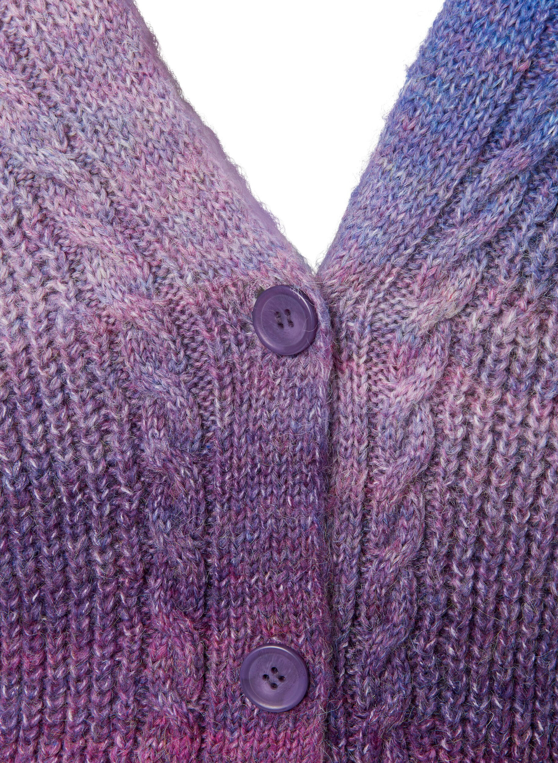 Zizzi Melange strikket cardigan med knapper, Pansy Mel. Comb, Packshot image number 2